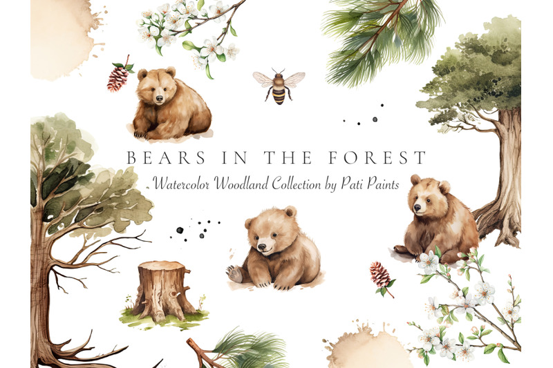 watercolor-bears-in-the-forest-collection