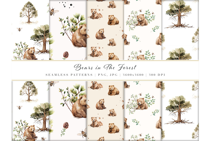 watercolor-bears-in-the-forest-collection