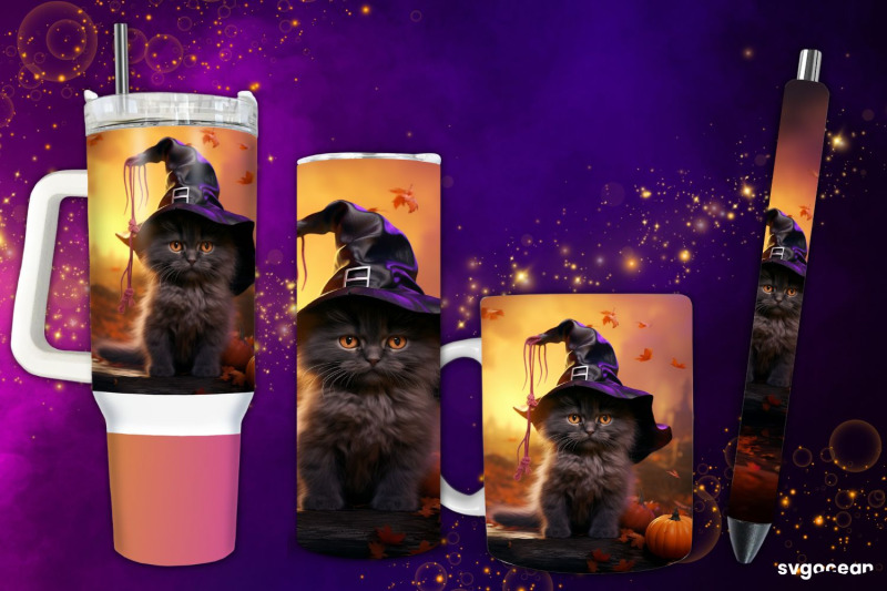 halloween-black-kitty-bundle-tumbler-mug-pen