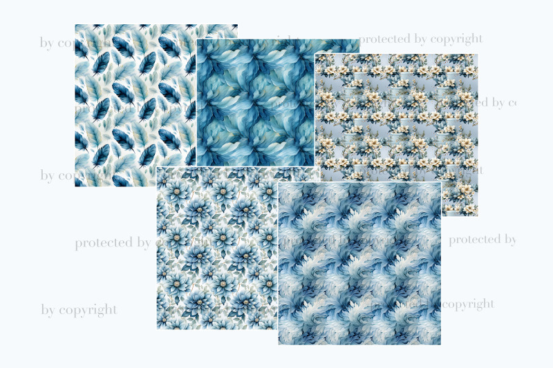 blue-wedding-digital-papers-marriage-pattern-set