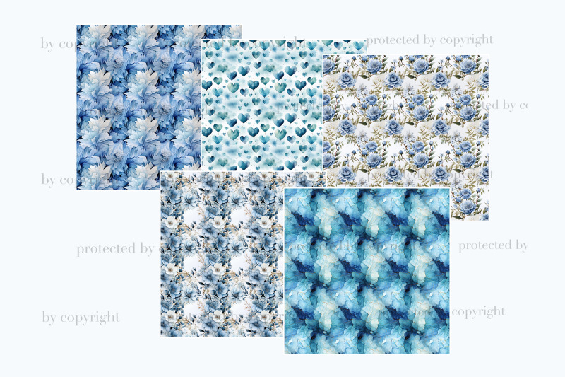 blue-wedding-digital-papers-marriage-pattern-set