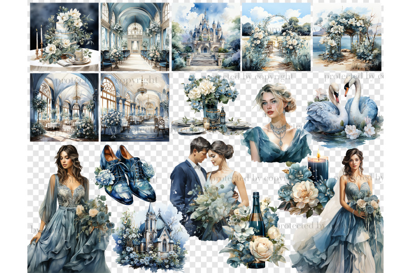 blue-wedding-clipart-bundle-marriage-illustration