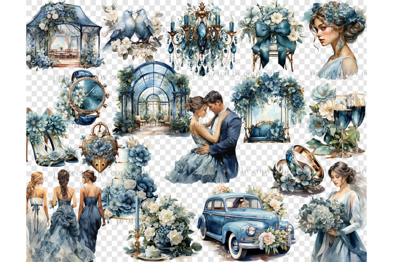 blue-wedding-clipart-bundle-marriage-illustration