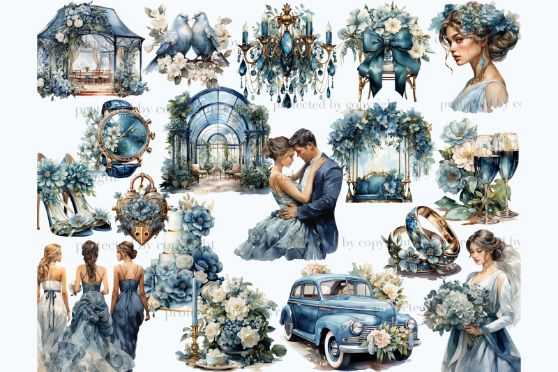 blue-wedding-clipart-bundle-marriage-illustration