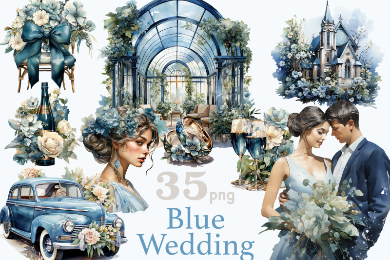 blue-wedding-clipart-bundle-marriage-illustration