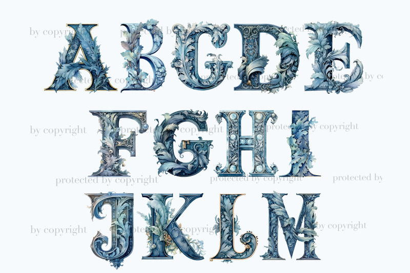 blue-flowers-alphabet-clipart-wedding-lettering