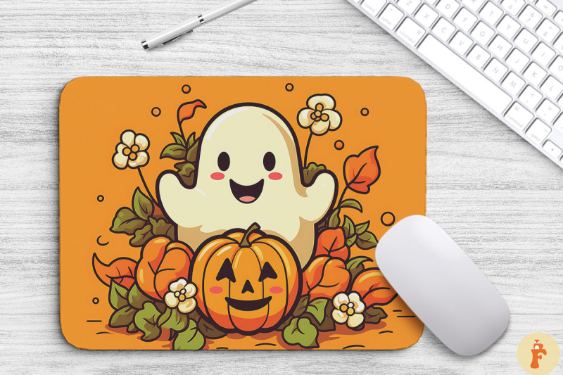 happy-ghost-with-flowers-mouse-pad