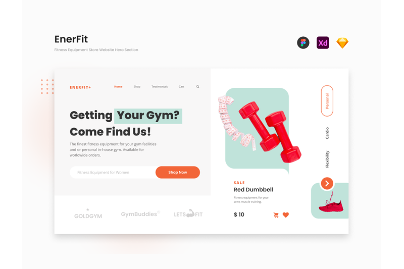 enerfit-simple-modern-fitness-equipment-store-website-hero-section