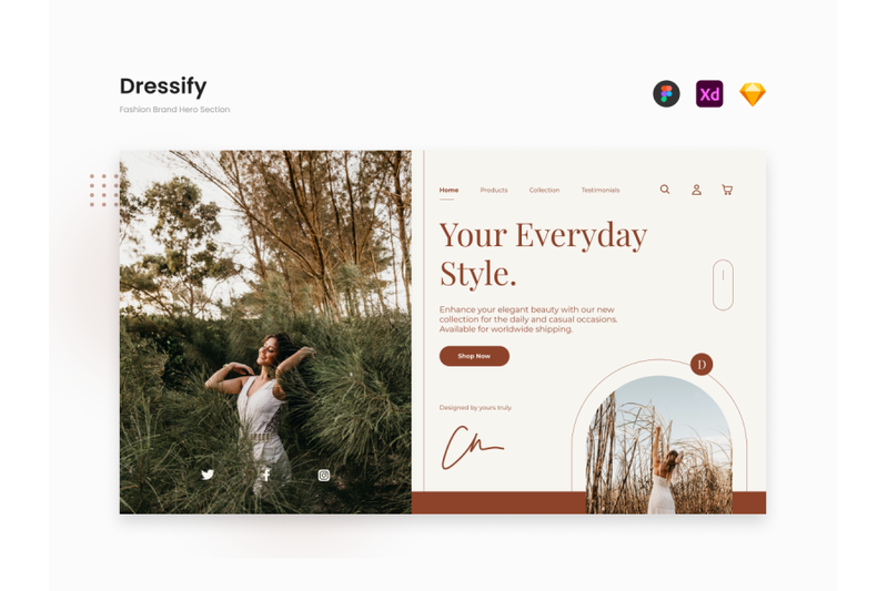 dressify-simple-natural-fashion-brand-hero-section