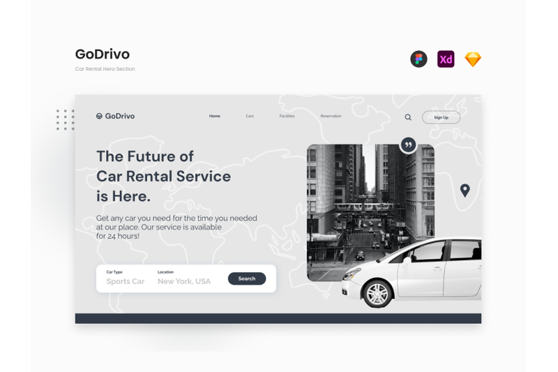 godrivo-fantastic-futuristic-car-rental-hero-section