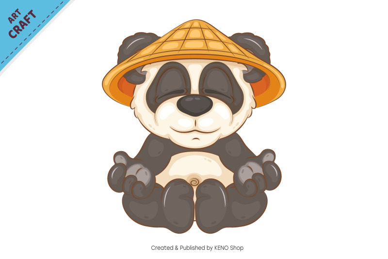 cartoon-meditating-panda-animal-art