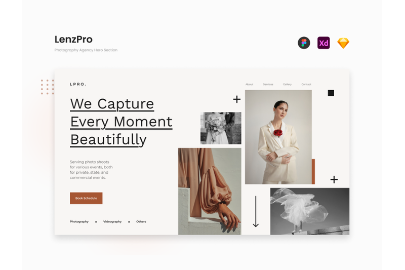 lenz-pro-white-brown-photography-agency-hero-section