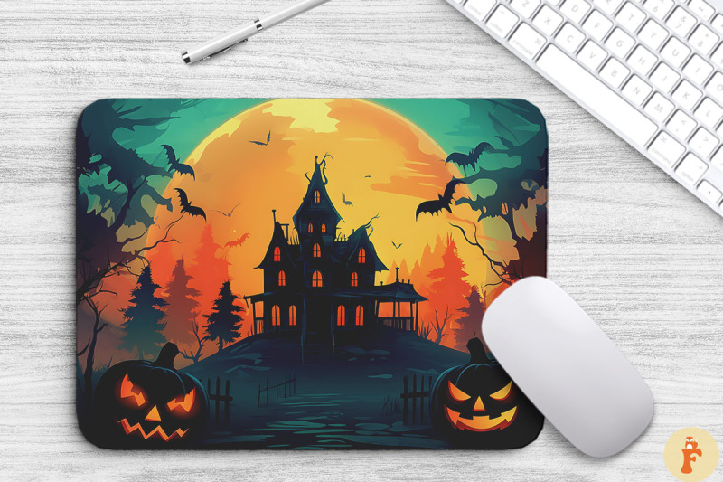 scary-halloween-mansion-mouse-pad