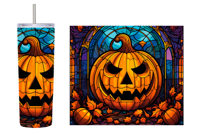 stained-glass-pumpkin-tumbler-halloween-tumbler-sublimation