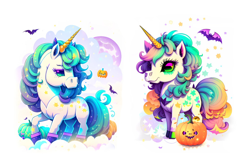 unicorns-on-halloween-sublimation-clipart-bundle