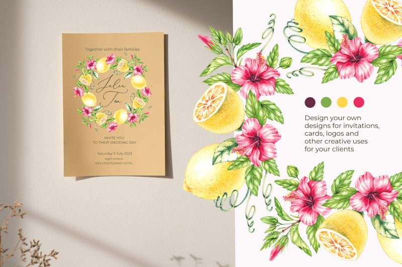 lemons-and-hibiscus-frame-watercolor-png