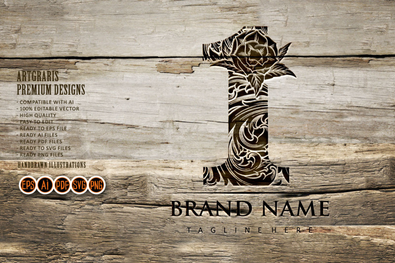 regal-floral-engravings-number-1-with-monogram-highlight