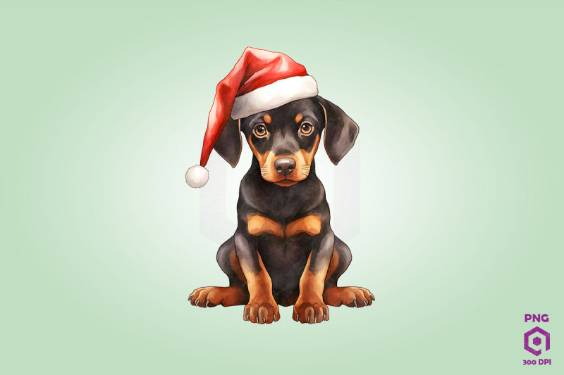 doberman-pinscher-dog-in-santa-hat