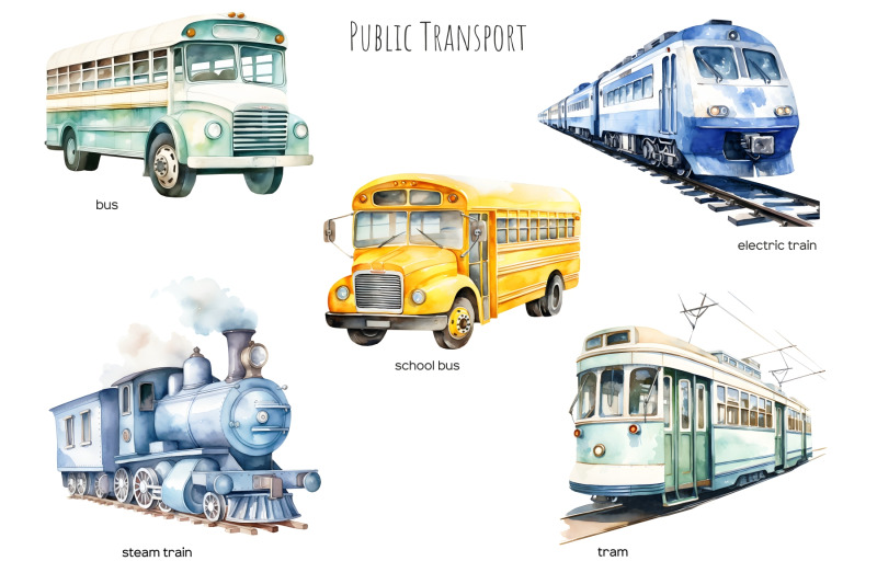 watercolor-transport-clipart-watercolor-vehicles-clipart-air-water-amp-land-vehicle-clip-art-car-train-aircraft-set-city-transportation