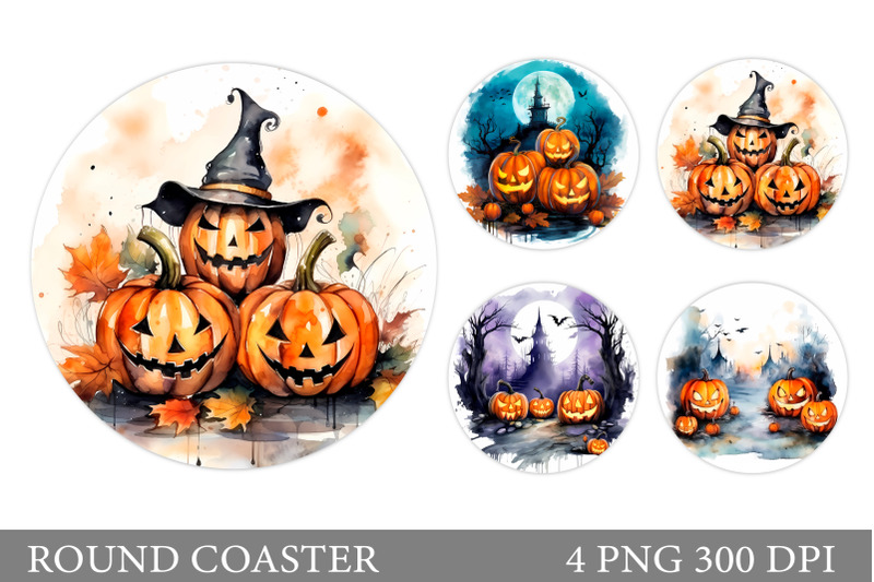 halloween-round-coaster-scary-pumpkin-coaster-sublimation