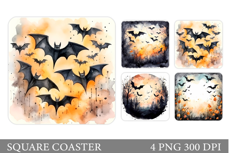 bat-square-coaster-halloween-bat-coaster-sublimation