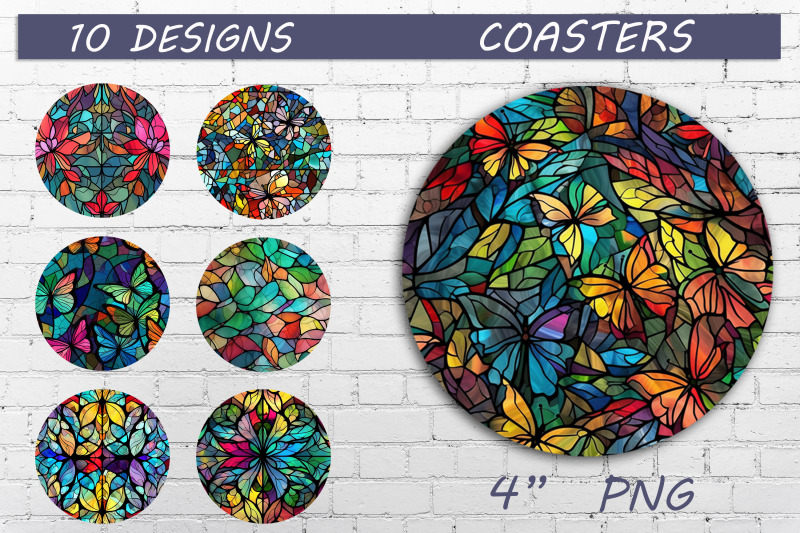 round-coasters-png-butterfly-stained-glass-sublimation