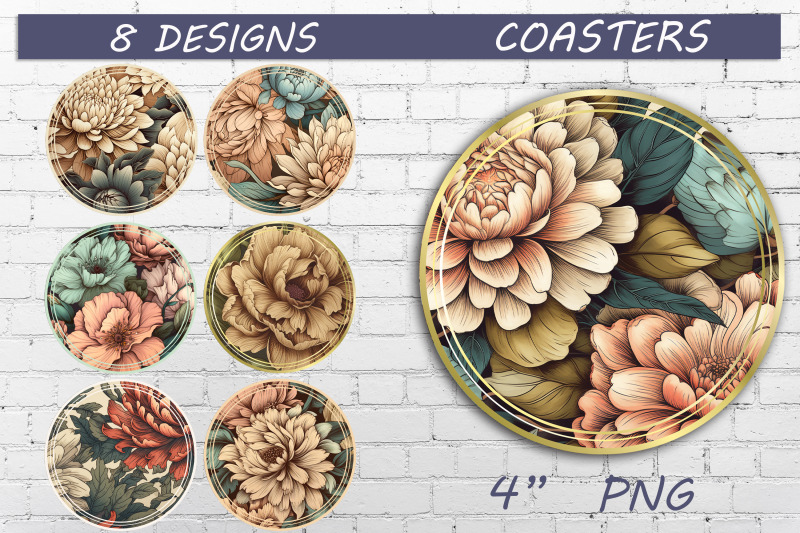 round-car-coasters-with-flowers-png-for-sublimation