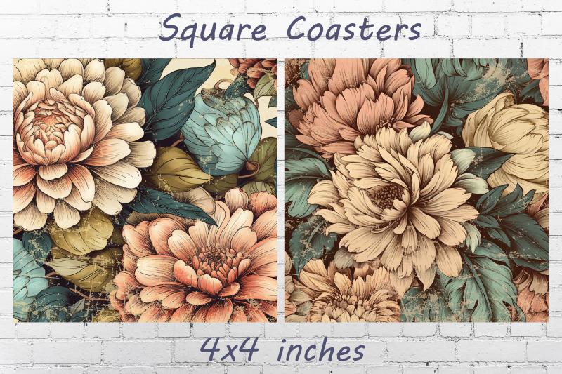 retro-flowers-square-coasters-sublimation