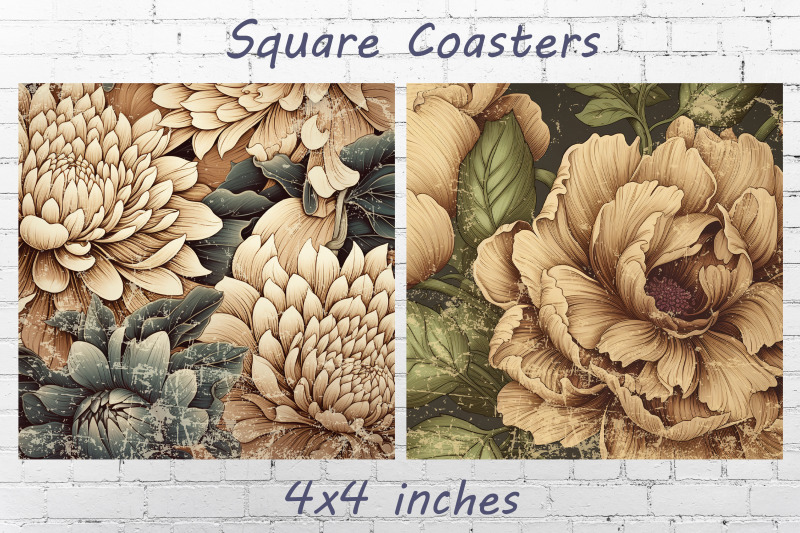 retro-flowers-square-coasters-sublimation