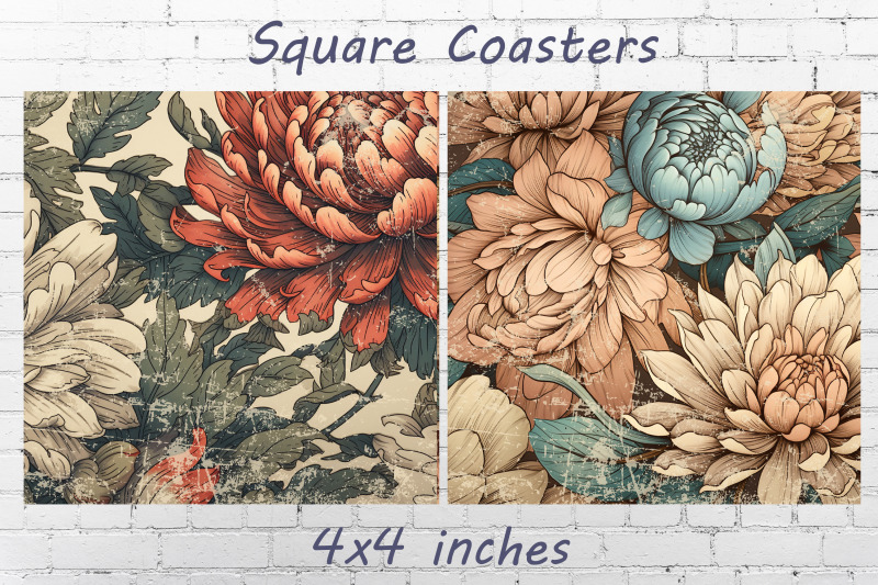 retro-flowers-square-coasters-sublimation