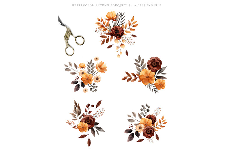 watercolor-autumn-bouquets-clipart-set