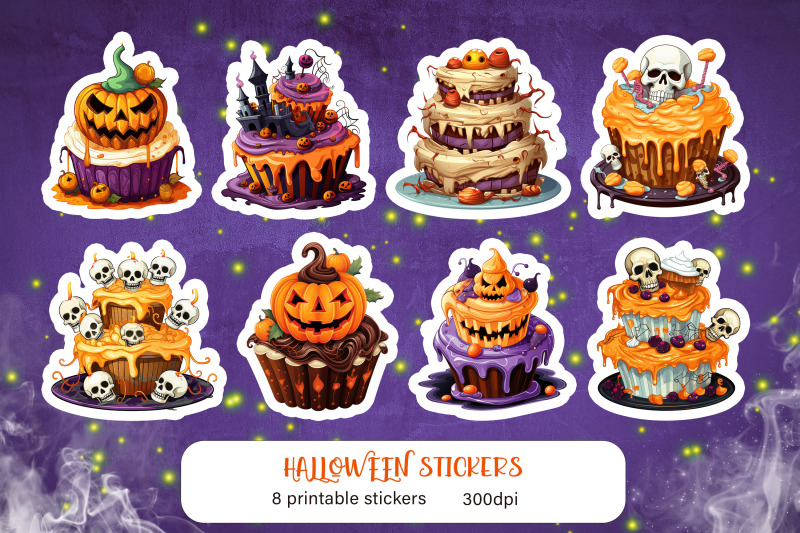 cute-cartoon-cupcake-sticker-pack-halloween-sticker-png