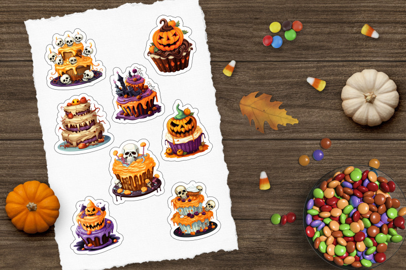 cute-cartoon-cupcake-sticker-pack-halloween-sticker-png