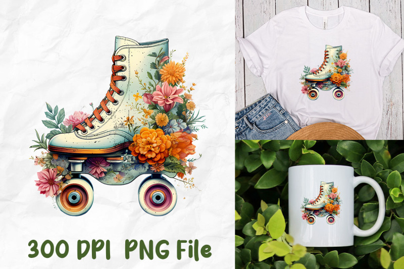 retro-roller-skates-wild-flowers