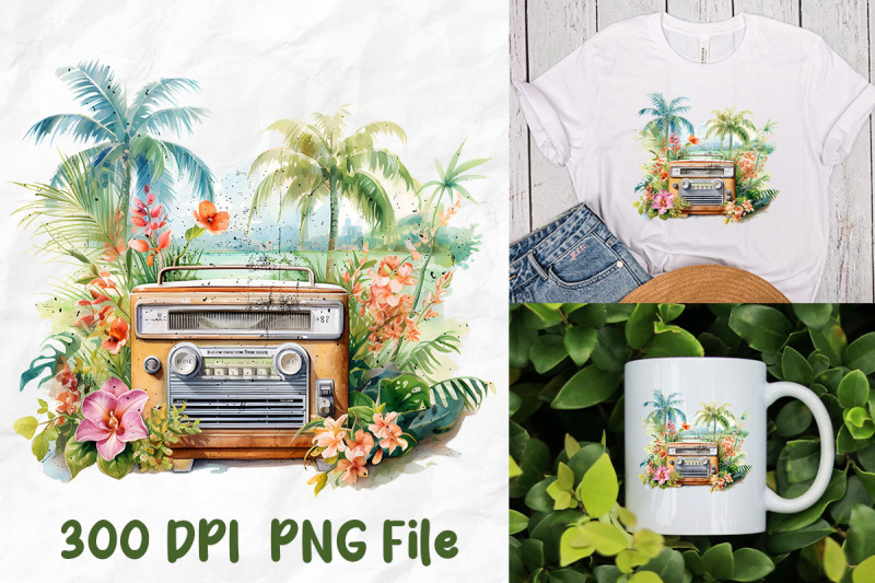 retro-radio-palm-tree-flower-tropical