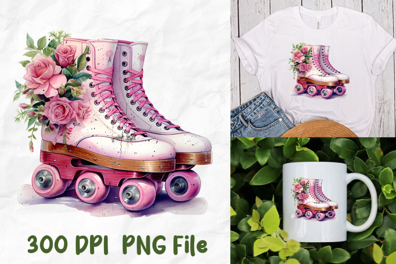 retro-pink-roller-skates-roses-groovy