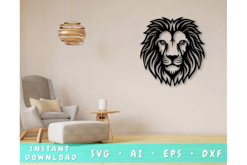 lion-laser-svg-cut-file-lion-glowforge-file-lion-dxf-lion-wall-art