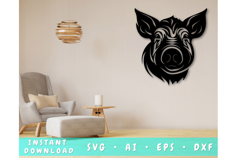 pig-laser-svg-cut-file-pig-glowforge-file-pig-dxf-pig-wall-art-svg