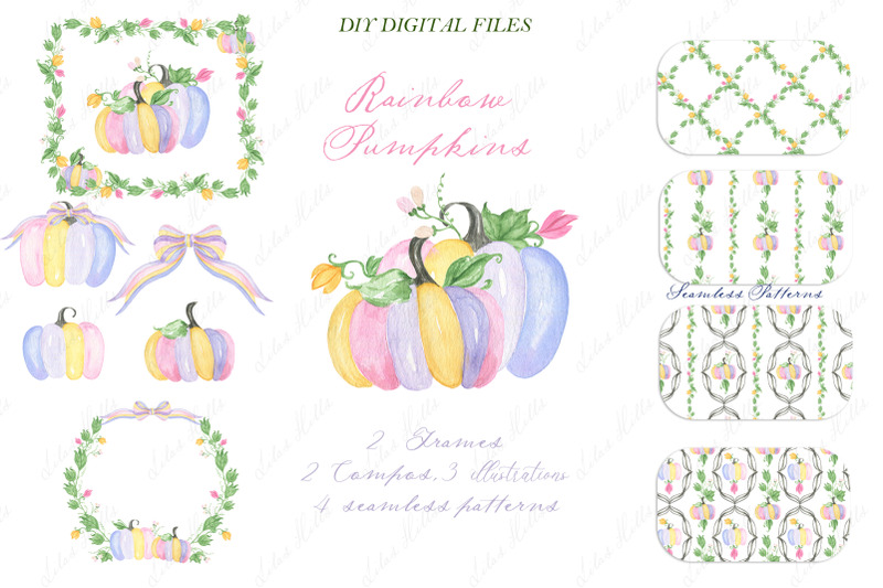 rainbow-pumpkins-pattern-frames-diy