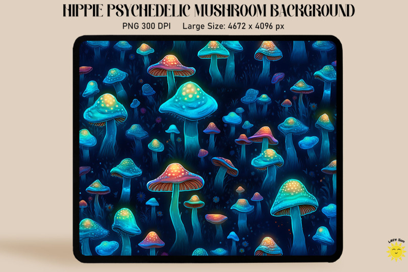 bioluminescent-mushroom-seamless-pattern