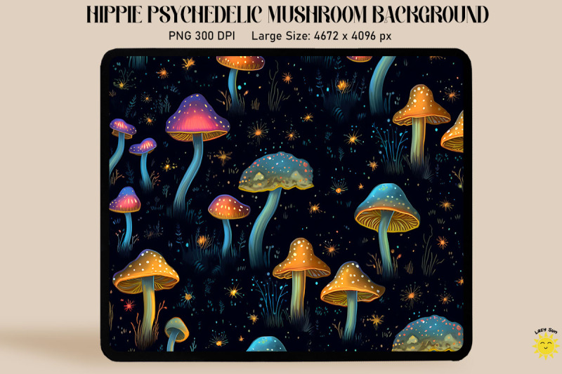 bioluminescent-mushroom-seamless-pattern