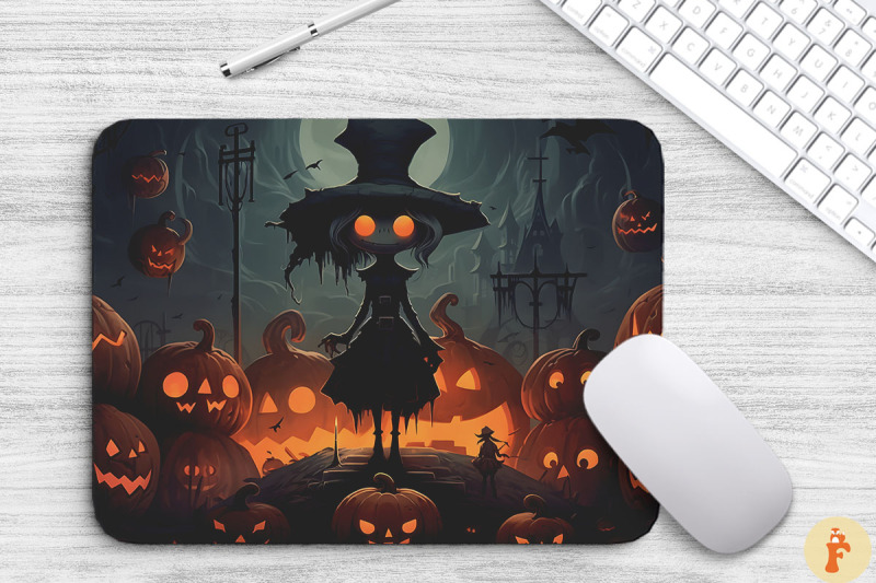 creepy-witch-and-pumpkins-mouse-pad