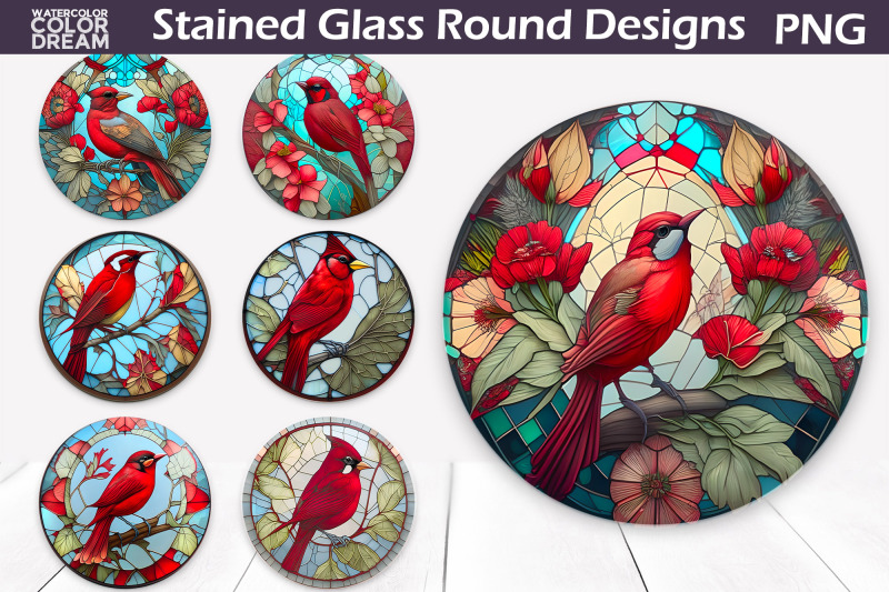 cardinal-stained-glass-png-stained-glass-round-sign