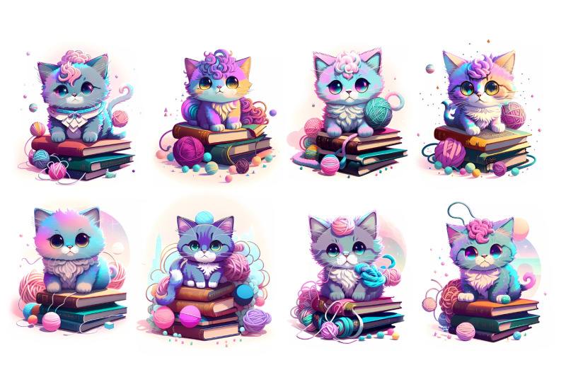 kittens-books-and-yarn-sublimation-illustration-bundle-nbsp