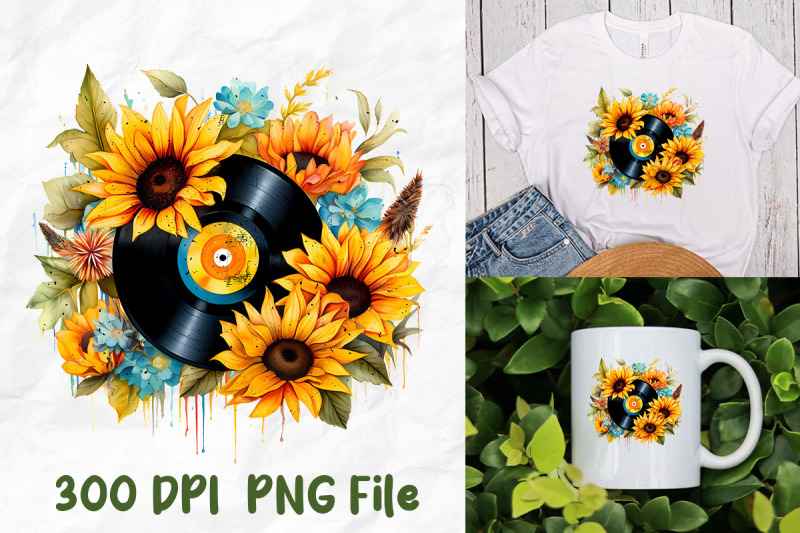 retro-vintage-vinyl-disc-sunflower