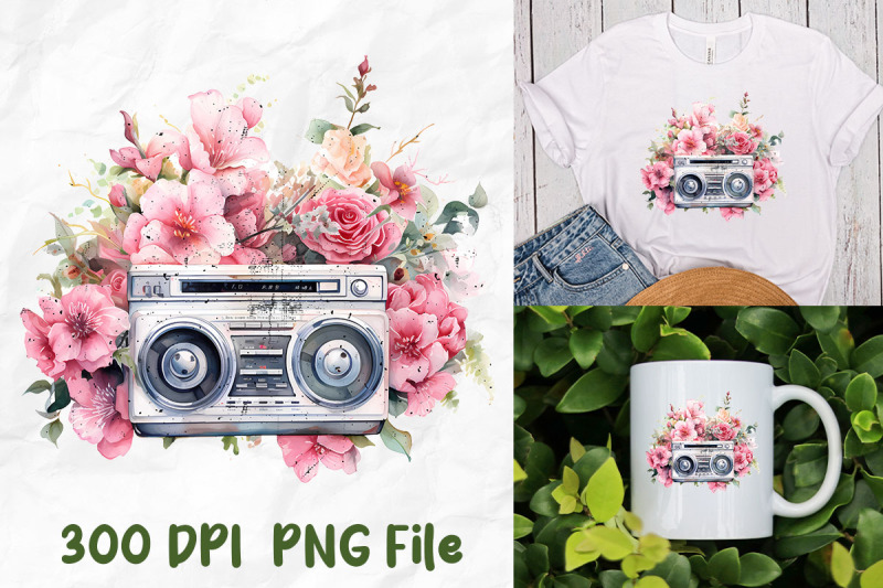 retro-old-school-boombox-pink-flower