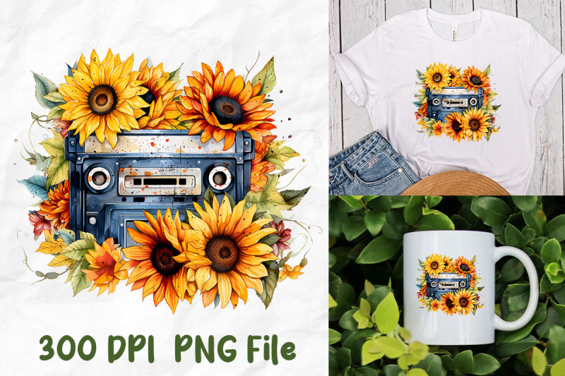 retro-old-school-cassette-sunflower