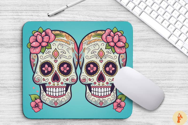 colorful-sugar-skull-mouse-pad-bundle