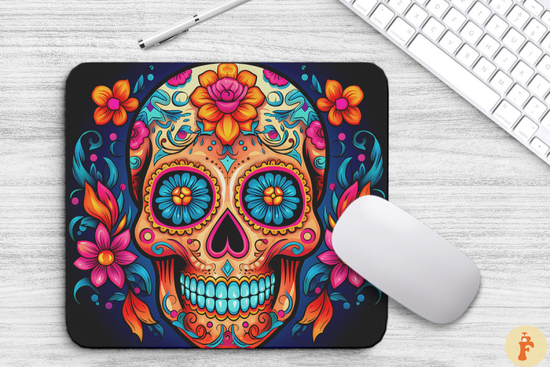 colorful-sugar-skull-mouse-pad-bundle