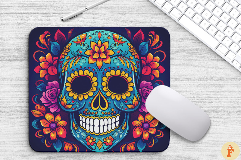 colorful-sugar-skull-mouse-pad-bundle